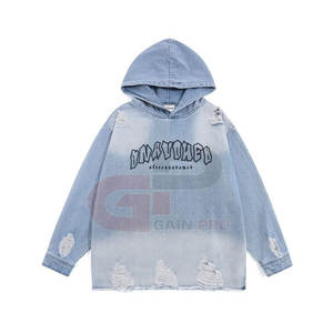 Sweat à capuche en détresse pour hommes de style déchiré avec capuche et poche kangourou pour un usage quotidien Sweat à capuche en détresse pour hommes élégants - Product Image 3