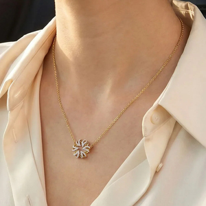 Collar con Colgante de Trébol Chapado en Oro, Cadena con Eslabones, Joyería con Aspecto de Diamante para Mujer, Regalo - Product Image 2