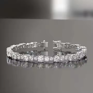 Bracelet de tennis de luxe en or massif 10K et 14K \ argent et bracelet en diamant moissanite DEF VVS Hip-Hip Icedown pour hommes femmes - Product Image 3