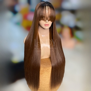 Perruques lisses sans colle de couleur brune pour femmes noires de cheveux humains vietnamiens - Product Image 4
