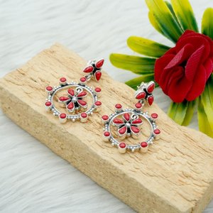 ต่างหูเงินแท้925ชิ้นทำด้วยมือต่างหูรูปปะการังหยดน้ำธรรมชาติสำหรับผู้หญิงและผู้หญิง Item-E0009-GS ของขวัญที่ไม่เหมือนใคร - Product Image 2