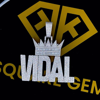 Pendentif personnalisable en moissanite VVS, argent sterling rhodié/doré, design géométrique, style hip-hop pour enfants, teste le test du diamant