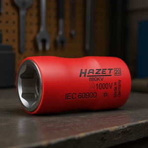 Hazet 6-Point Short Hexagonal Metric Square 3/8'' <b>Socket</b> with Traction Profile and 1000V Protective Insulation - Product Image 3