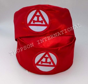 <b>Masonic</b> Royal Arch Cap <b>Cases</b> in Leather Cotton and Ribbon Handmade Embroidered Apron and Collar Regalia for Freemasons - Product Image 6