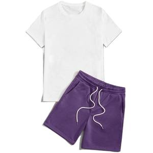 Conjunto de camiseta y pantalones cortos personalizados Material transpirable Perfecto para deportes y Conjunto de camiseta y pantalones cortos de estilo callejero - Product Image 1