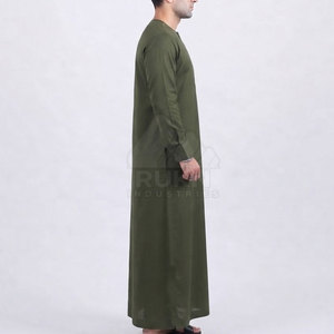 Thobe arabe traditionnel pour hommes, Kurta classique à manches longues, longueur cheville, coupe décontractée, col boutonné sur le devant, en coton respirant - Product Image 4