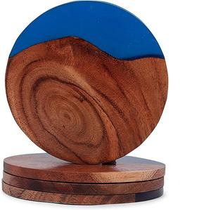 Posavasos de madera epoxi para beber agua, producto de utensilios de cocina, juego de mesa, accesorios decorativos, 4 Uds., novedad - Product Image 3