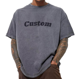 เสื้อยืดสตรีทแวร์ทรงโอเวอร์ไซส์ ยูนิเซ็กส์ ตัดเย็บแบบดรอปโชว์เดอร์ ทรงบ็อกซี่ ครอปพิเศษ ปรับแต่งได้ ผ้าฝ้าย 100% ลายตัวอักษร สไตล์วินเทจ - Product Image 1