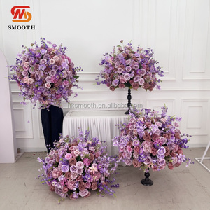 ดอกไม้ประดิษฐ์สีม่วงผสมผสานผ้าไหมอย่างสวยงาม  ช่อดอกไม้ประดับกลางโต๊ะสีม่วง สำหรับตกแต่งโต๊ะงานแต่งงาน - Product Image 3