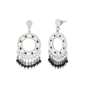 Urthn Fine Cuff Boucles d'oreilles Black Meenakari avec placage d'argent 1312510B Dangler Style - Product Image 1
