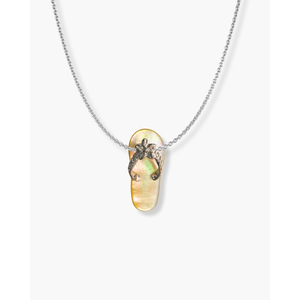 Vintage Rhodium Plated Alloy <b>Sandals</b> Charm Pendant with <b>Diamond</b> and Pearl Accents - Product Image 2