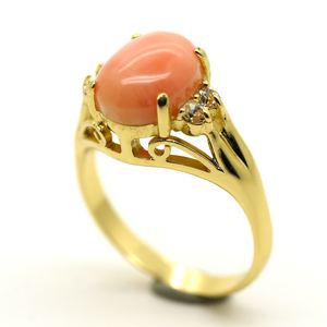 Anillo THUNDERBIRD con Gema Ovalada de Coral Rosa Natural, Engaste de Oro, Pulido, 8x10mm, Joyería Elegante para Mujer - Product Image 2