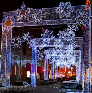 OEM 야외 정원 터널 광장 금속 Led 빛 입구 장식 크리스마스 아치 길 이벤트 문 파티 휴일 아치