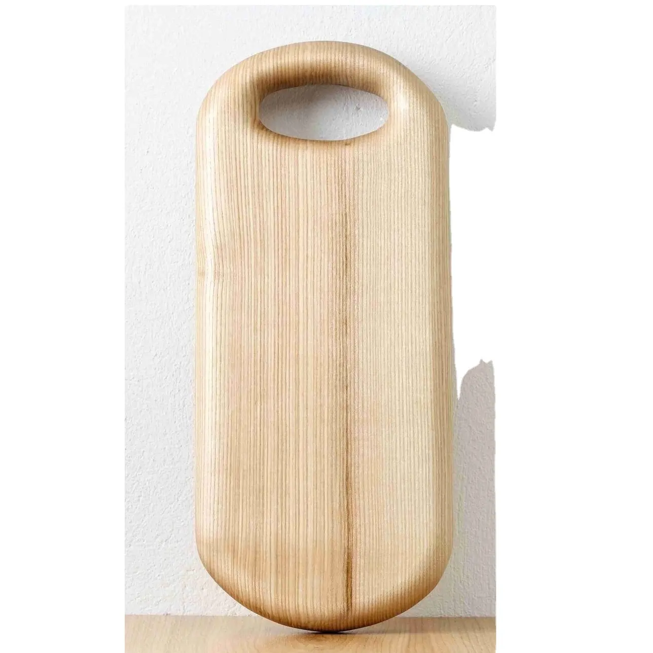 Tabla de cortar con mango redondo de forma ovalada Lisa para cortar madera de bambú más vendida en acabado Natural para cocina casera