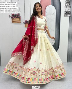 Nuevo diseñador de lanzamiento cosido Lehenga Choli Dupatta tela de algodón puro bordado secuencia trabajo para ropa de fiesta-indio pakistaní - Product Image 1