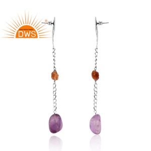 Meilleur Design Argent Naturel Rose Améthyste Citrine Pierre Précieuse Boucle D'oreille Pour Les Femmes Bijoux Personnalisés Pour Les Femmes Cadeau Pour Elle - Product Image 4