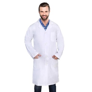 Placages professionnels de laboratoire pour hommes et femmes Blouse de laboratoire médicale dentaire en coton, longue blouse de laboratoire blanche - Product Image 1