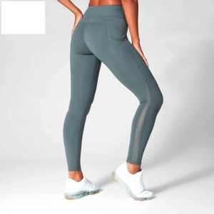 Mallas de Yoga de cintura alta para mujer Spandex/poliéster transpirable logotipo personalizado de varias posiciones (cintura/derecha/pierna izquierda) - Product Image 2