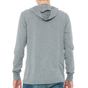 Bella แคนวาสสำหรับผู้ชาย, เสื้อยืดผ้าฝ้ายแขนยาวเสื้อมีฮู้ดสีเทา - Product Image 2