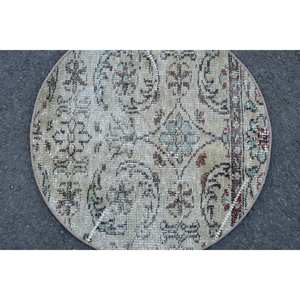 Alfombra de área grande turca vintage estilo clásico beige lana de 23x23 pies con respaldo de látex patrón abstracto para habitación de adolescentes - Product Image 5