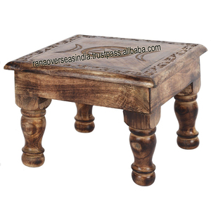 Mesa de Altar Cuadrada de Madera Grabada de Alta Calidad, Diseño de Pentagrama y Triple Luna, Arte Religioso Wiccano Pagano Folclórico - Product Image 2