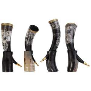 Vaso Vikingo de Cuerno de Búfalo de la Mejor Calidad, Color Natural del Cuerno con Soporte Metálico, Hecho a Mano y Pulido, Precio Económico - Product Image 4