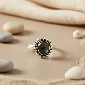 Pendentifs et breloques en argent 925, bague en pierre précieuse noire pour femmes, bijoux pour tous les jours - Product Image 2