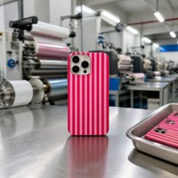 Coque de téléphone rose à rayures pour iPhone 16 Series, magnétique, antichoc, anti-traces de doigts, fine et ajustée
