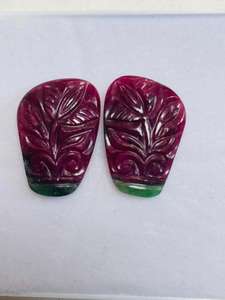 พลอยทับทิมคุณภาพ AAA ธรรมชาติ แกะสลักคู่ ไม่ผ่านการอบ ไม่ผ่านการบำบัด สวยงามไม่เหมือนใคร ต้นกำเนิดจากแอฟริกา งานเจียระไนและขัดเงาอย่างสมบูรณ์แบบ - Product Image 2