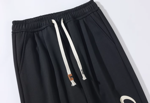 Pantalones Deportivos Casuales Personalizados para Hombre, Lavado Claro, Cintura Media, Cierre con Cordón, Pierna Recta, Estampado Negro Metalizado, Joggers de Marca Moderna 2025 - Product Image 3