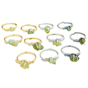 Bohemia Style Gold-Plated Natural Stone Gemstone <b>Rings</b> Main Material Brass Jewelry - Product Image 2