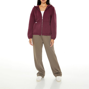 Sweat-shirt à capuche pour femme, vêtements de sport d'hiver, uni, manches longues, cordon de serrage, poche zippée brodée, streetwear personnalisé sur le devant - Product Image 5