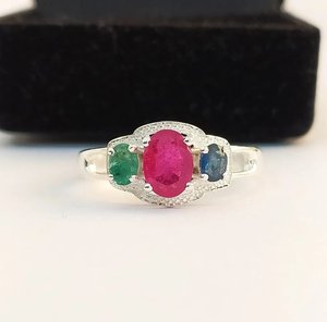 925 Sterling <span class=keywords><strong>Silver</strong></span> <span class=keywords><strong>Ruby</strong></span> <span class=keywords><strong>Emerald</strong></span> Sapphire Đá Phụ Nữ Cưới Engagement Valentine Ngày Quà Tặng Nhẫn Đồ Trang Sức Mỹ Nhà Máy Trực Tiếp - Product Image 5