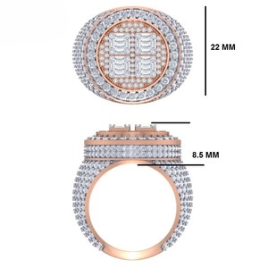 Lujo Iced Hip Hop Baguette Cut VVS Lab Grown Diamond Halo Compromiso Anillo de bodas 14K Oro Rosa IGI Certificado Fiestas finas - Product Image 5