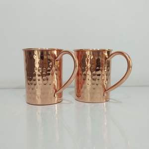 Ensemble de 4 tasses en cuivre de haute qualité avec poignées nouveau design petit ensemble de tasses en cuivre martelé de créateur à vendre - Product Image 3