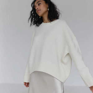 Pull à col rond ample pour femmes de haute qualité tricots respirants dans des vêtements d'hiver épais de style automne chaud - Product Image 1