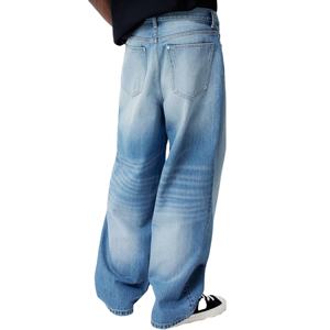 Chaqueta vaquera azul claro para hombre, pantalones casuales de algodón de alta calidad de pierna ancha y corte holgado, estilo urbano, ajuste relajado, lavado a la piedra, para invierno. - Product Image 4