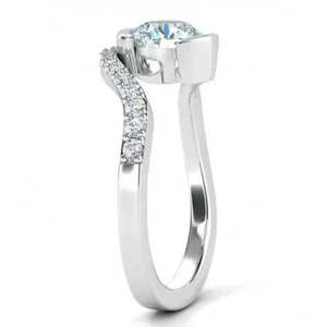 AAA+ Quality 1.11 Ct Vvs1 +<b>Round</b> Ice Blue <b>White</b> Moissanite Diamond Engagement Ring 925 Silver Cus-Jew39 - Product Image 4