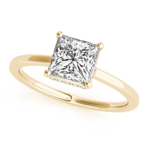 Bague en or jaune 18 carats avec diamant solitaire taille princesse cultivé en laboratoire pour femme, élégante, scintillante, opulente, cadeau d'anniversaire - Product Image 4