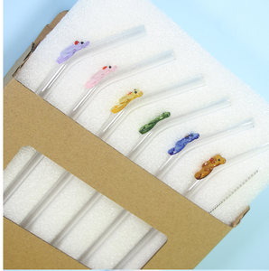 Sustainable Borosilicate Glass Drinkware Accessories Bulk Pack Colorful Decorative Bent Straws 100% Food Safe Heat Resistant for - Product Image 1