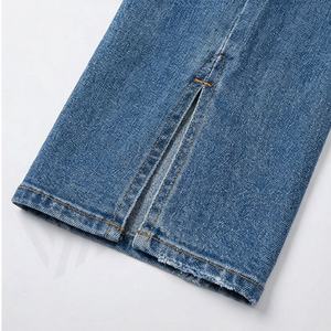 Pantalons en jean déchirés pour femmes tendance, jeans évasés décontractés, pantalons en denim de haute qualité pour femmes, couleur personnalisée, respirant, streetwear - Product Image 6