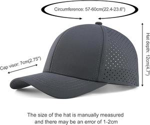 Logo personnalisé 100% Polyester PVC Casquette de baseball perforée découpée au laser Casquette de sport imperméable Casquette de golf à bord incurvé Performance Snapback - Product Image 6