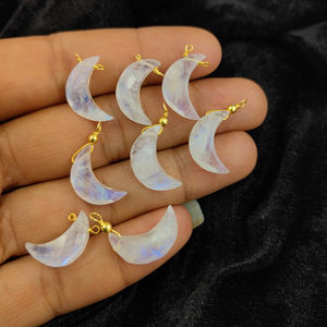 Colgante de Cristal de Alta Calidad con Forma de Media Luna, Doble Aro, Envuelto en Alambre, para Fabricación de Joyería, Plata de Ley - Product Image 4