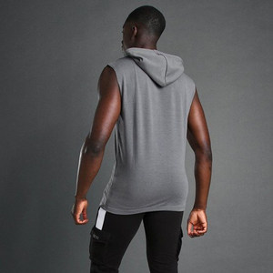 OEM Sweat à capuche fin de jogging personnalisé Sudadera avec cordon de serrage Logo Fitness Sports Hommes Gym Training Sweats à capuche sans manches pour hommes - Product Image 2