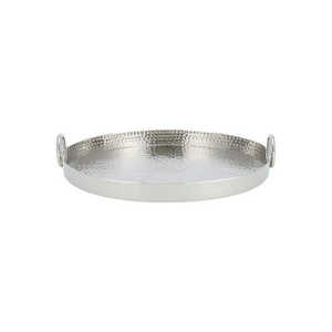 Bandeja de Servicio Artesanal de Metal Plateado Martillado Moderno, con Asa Ligera, para Hotel, Restaurante, Boda, Decoración Navideña - Product Image 1