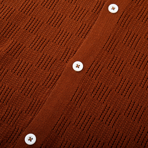 Camiseta Polo de manga corta con cuello Polo marrón personalizada para hombre para primavera y verano, suéter de punto informal a la moda - Product Image 3