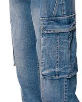 Jean cargo bleu délavé pour homme, coupe large, taille mi-haute, fermeture éclair, décontracté, avec plusieurs poches, personnalisable