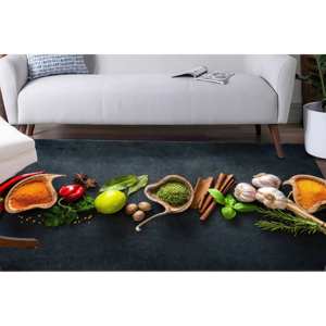 Tapis imprimé aux motifs d'épices : Tapis de cuisine modernes aux motifs d'épices, design personnalisé aux épices indiennes, tapis en chenille - Product Image 2
