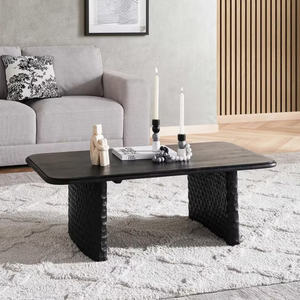 Table basse moderne en bois massif, finition noire, meubles pour la maison, pour salon, restaurant, prix de gros - Product Image 3