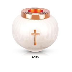 Urna para cenizas humanas Urna de cremación para adultos femeninos y masculinos para cenizas de adultos Urna de cenizas de aluminio con urna cruzada Blanco y oro rojo - Product Image 1